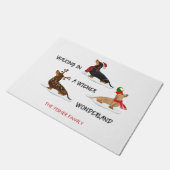 Paillasson Noël Dachshund Marcher Dans Un Pays Des Merveilles (Incliné)