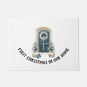 Paillasson Noël Dans Notre Nouveau Maison Aquarelle Vert Saug