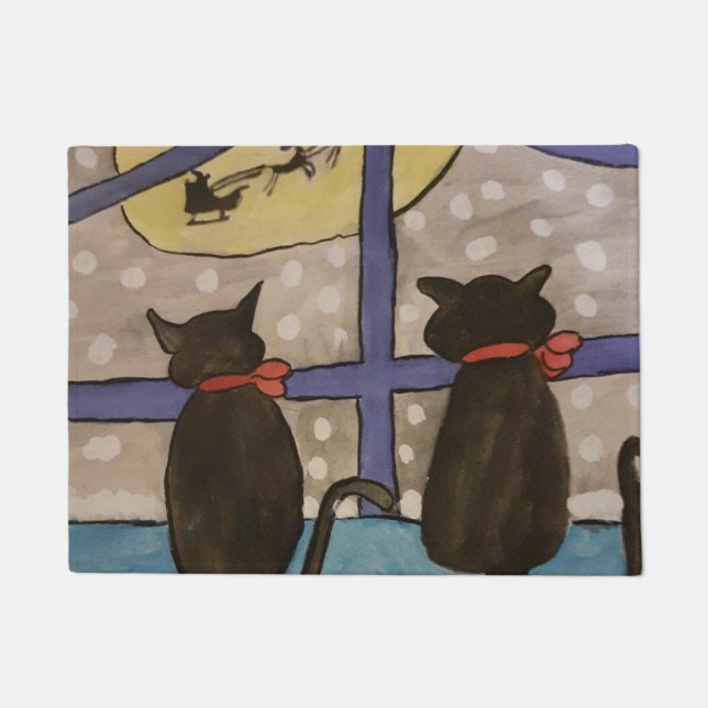 Paillasson Noël de chat noir (Devant)