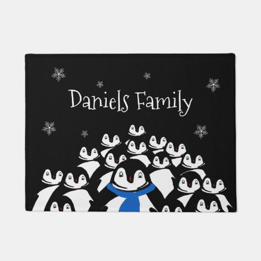 Paillasson Noël de la famille des pingouins mignons Personnal (Devant)