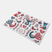 Paillasson Noël de la Marine Rouge Art populaire scandinave (Incliné)