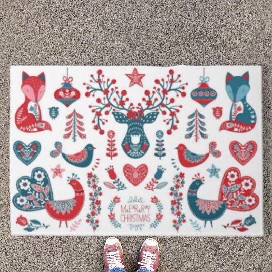 Paillasson Noël de la Marine Rouge Art populaire scandinave