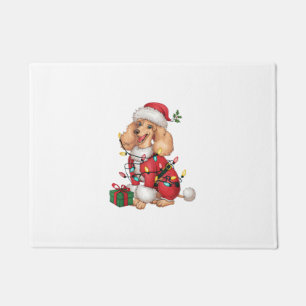 Paillasson Noël de Noël de l'éclairage Père Noël Poodle Dog