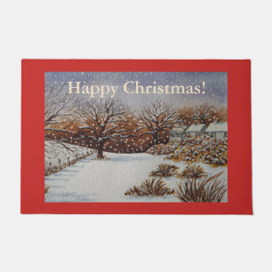 Paillasson Noël de scène de neige de paysage d'hiver de