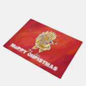 Paillasson Noël Du Poulet Sur Rouge (Incliné)