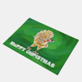 Paillasson Noël Du Poulet Sur Vert (Incliné)