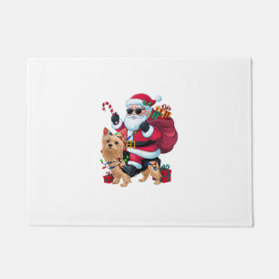 Paillasson Noël Éclairage Père Noël équitation Yorkie Chien N