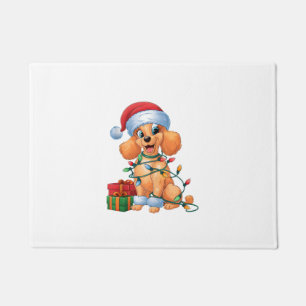 Paillasson Noël Éclairage Santa Hat Jouet de caniche Noël