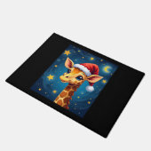 Paillasson Noël Giraffe Santa Hat Starry Nuit Fête L (Incliné)