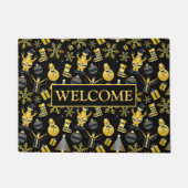 Paillasson Noël Gold Père Noël Snowman Stocking Motif cadeau (Devant)