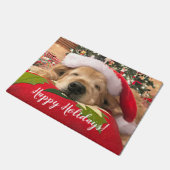 Paillasson Noël Golden Retriever Chien endormi sous arbre (Incliné)