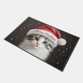 Paillasson Noël Japonais Bobtail Chat, Xmas Père Noël Kitten (Incliné)