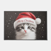Paillasson Noël Japonais Bobtail Chat, Xmas Père Noël Kitten (Devant)