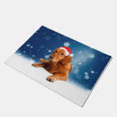 Paillasson Noël Mignonne Golden Retriever Chien Santa Hat Nei (Incliné)