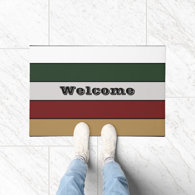 Paillasson Noël Or Vert Rouge Argent Et Blancs (Intérieur)