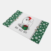 Paillasson Noël Père Noël Casquette Samoyé Chien mignonne (Incliné)