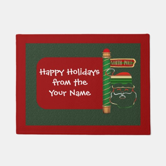 Paillasson Noël Père Noël Face Holiday Personnalisé (Devant)