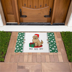 Paillasson Noël Père Noël Goldendoodle (rouge or) Chien migno