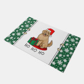 Paillasson Noël Père Noël Goldendoodle (rouge or) Chien migno (Incliné)