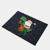 Paillasson Noël Père Noël T-rex Dinosaur Sleigh (Incliné)