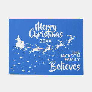 Paillasson Noël Père Noël vacances pour les rennes de traînea