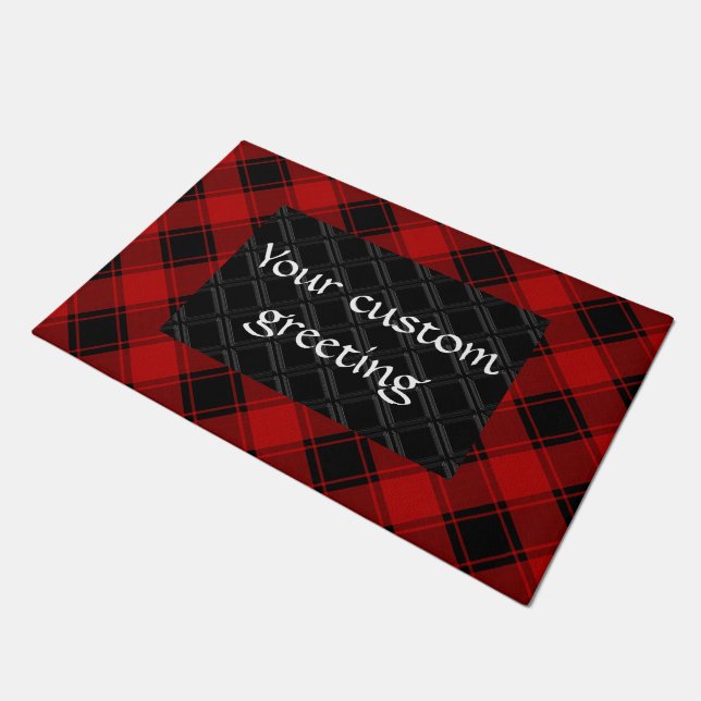 Paillasson Noël plaid motif rouge et noir (Incliné)