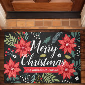 Paillasson Noël Poinsettia personnalisé