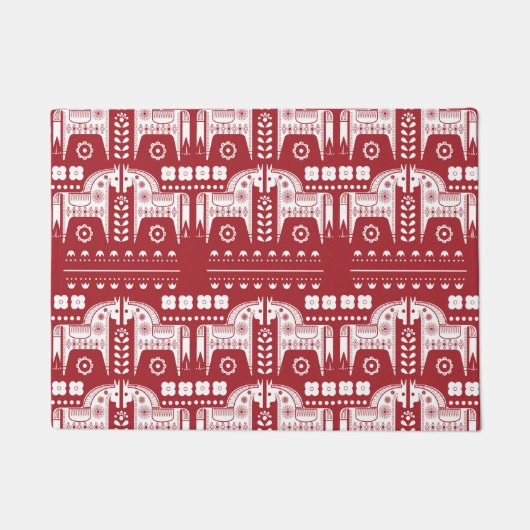 Paillasson Noël Red Reindeer Forêt scandinave nordique (Devant)