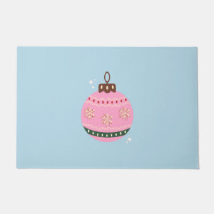 Paillasson Noël Rétro Bauble Rose Bleu Preppy Holiday