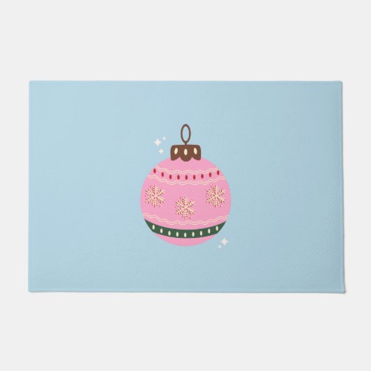 Paillasson Noël Rétro Bauble Rose Bleu Preppy Holiday (Devant)
