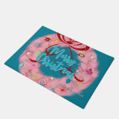 Paillasson Noël rétro de la couronne rose (Incliné)