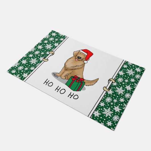 Paillasson Noël Santa Claus Golden Retriever Chien mignonne (Incliné)