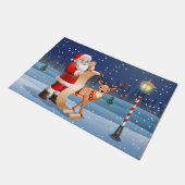 Paillasson Noël Santa Claus Reindeer mignon hiver (Incliné)