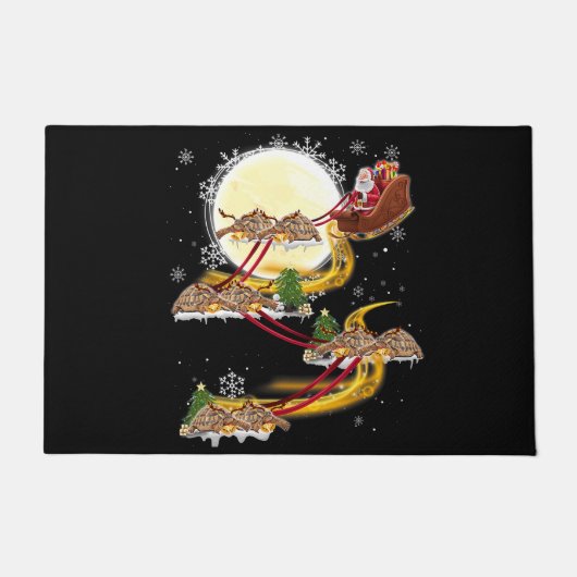 Paillasson Noël Santa Claus Riding Turtle Funny Turtle X (Devant)