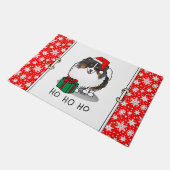 Paillasson Noël Santa Hat Pomeranian (tri-couleur) mignonne (Incliné)