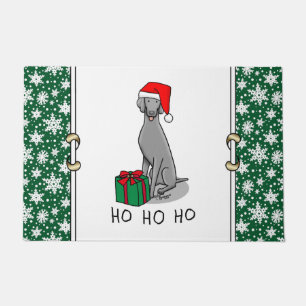 Paillasson Noël Santa Hat Weimaraner Chien (gris 1) mignon
