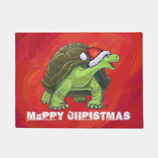 Paillasson Noël Tortue Sur Rouge (Devant)