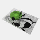 Paillasson Noir Abstrait et blanc avec art fractal vert (Incliné)