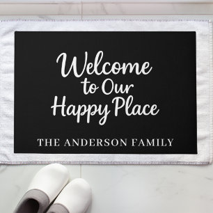 Paillasson Noir blanc accueil heureux lieu famille