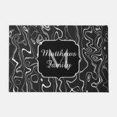 Paillasson Noir blanc gris damas famille abstraite Monogramme (Devant)