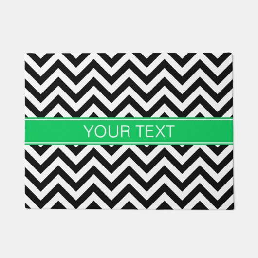 Paillasson Noir Blanc LG Chevron Nom Emerald Monogramme (Devant)