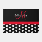 Paillasson Noir blanc Monogramme rouge Polaire (Devant)