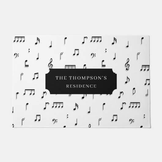 Paillasson Noir & blanc Notes musicales Symbole Nom du Motif (Devant)