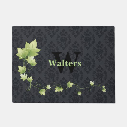 Paillasson Noir Damask Monogramme Porte Mat (Devant)