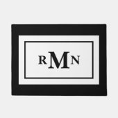Paillasson Noir et blanc minimal moderne Monogramme (Devant)