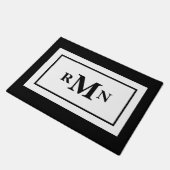 Paillasson Noir et blanc minimal moderne Monogramme (Incliné)