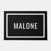 Paillasson Noir et blanc Nom de famille personnalisé mat (Devant)