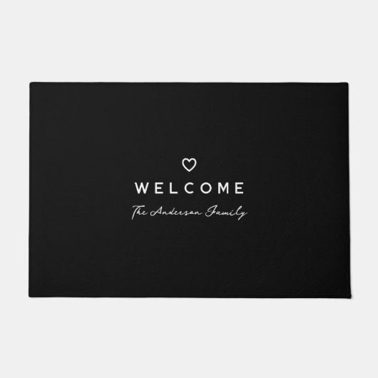Paillasson Noir et blanc Simple Elegance Script Welcome (Devant)