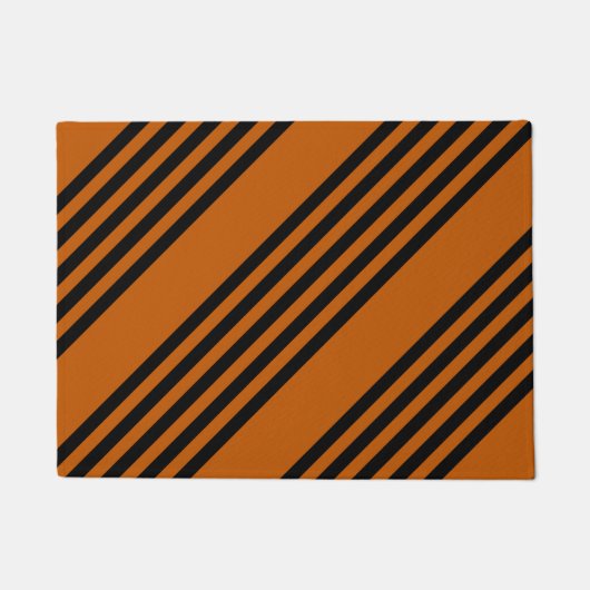 Paillasson Noir et brûlé orange cinq bandes motif (Devant)