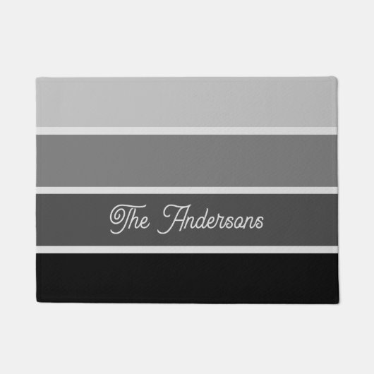 Paillasson Noir et gris | Ombre Stripes avec script (Devant)